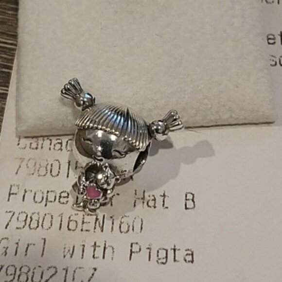 Authentic PANDORA Sterling Silver Little Girl with Pigtails Charm 798016EN160 - Picture 2 of 7